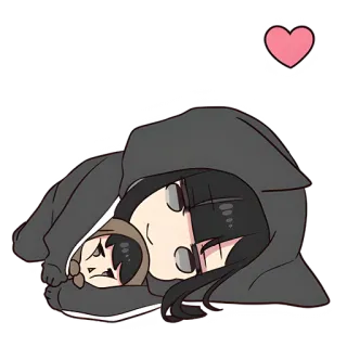 😴 Anime, Kartun, Peluk, Hati, Kawaii, Lucu telegram sticker