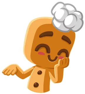 ☺️ gingerbread, cookie, chef, baking, cartoon, food, sweet telegram sticker