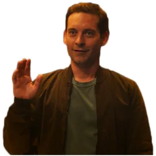 ✋ Peter Parker Spider-Man homme, personne, salut, bonjour, Tobey Maguire, Spider-Man telegram sticker