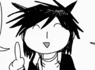💬 Hoạt hình, Anime, Manga, Con trai, Đen trắng telegram sticker