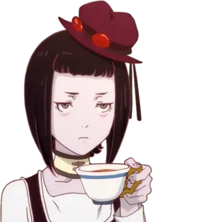 ☕ anime girl, tea, drinking, cute, animated, character telegram sticker