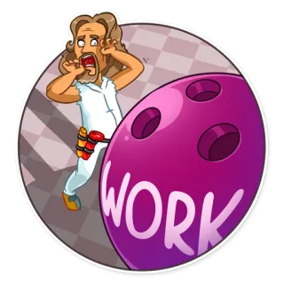 😱 WORK bowling, cartoon, sticker, work telegram sticker