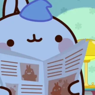 🌟 rabbit, reading, newspaper, cute, cartoon telegram sticker