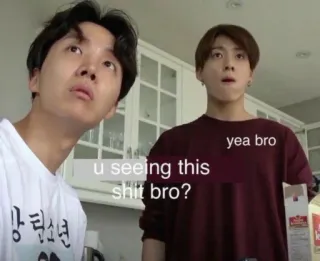 ▫ u seeing this shit bro? yea bro Meme, Divertente, Internet, Reazione, Scioccato, Espressione, Umorismo whatsapp sticker