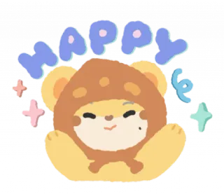 🐯 HAPPY 幸せ, かわいい, クマ, 動物, 漫画, 挨拶 whatsapp sticker