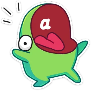 😲 a cartone animato, personaggio, sticker, verde, rosso telegram sticker