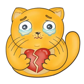 💔 cat, broken heart, sad, crying, emoji, sticker whatsapp sticker