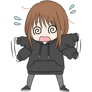 😵‍💫 Garota anime, Desenho animado, Confuso/a, Estressado/a, Ansioso/a, Tonto/a, Pânico telegram sticker