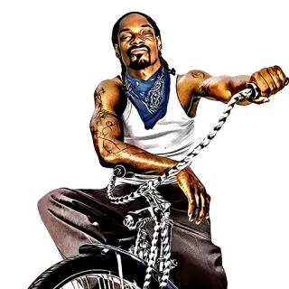😃 Snoop Dogg Snoop Dogg, rapper, musician, bicycle, lowrider, gangsta rap telegram sticker