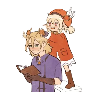 🤪 Albedo and Klee Genshin Impact genshin impact, anime, albedo, klee, video game, karakter telegram sticker