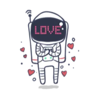 ❤ LOVE astronauta, amor, coração, espaço, fofo, adesivo telegram sticker