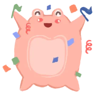🥳 rã, confete, fofo, celebração, kawaii, festa whatsapp sticker