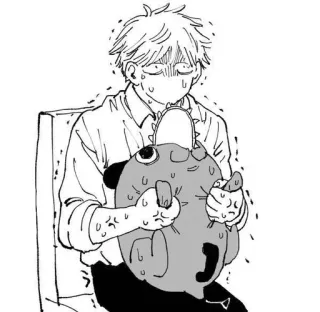 😰 Denji Chainsaw Man อนิเมะ, มังงะ, เด็นจิ, เชนซอร์แมน, โปจิตะ whatsapp sticker