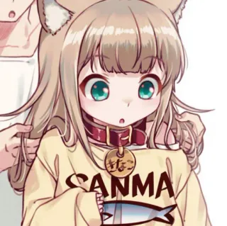 🧋 SANMA Anime, Ragazza gatto, Manga, Illustrazione, Cartone animato, Kawaii whatsapp sticker