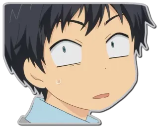 😶 anime, ragazzo, cartone animato, scioccato, sorpreso, personaggio, espressione telegram sticker