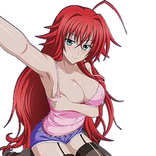 🤳 Rias Gremory High School DxD Anime, cabelo vermelho, Ecchi, Fanservice, Garota telegram sticker