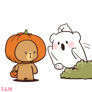 👻 Halloween, Orsi, Fantasmi, Zucca, Costume telegram sticker