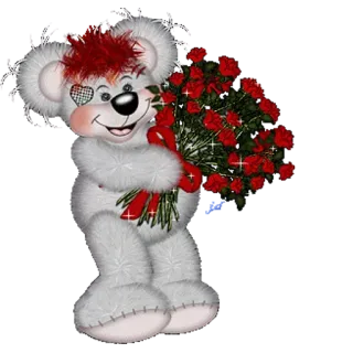 😍 плюшевый мишка, розы, букет, сердце, любовь, подарок, милый telegram sticker