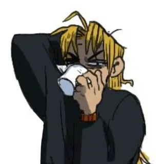 ☕ anime, cansado, café, manhã, desenho animado, personagem telegram sticker
