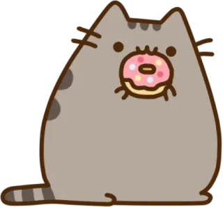 🍩 Pusheen cat, pusheen, donut, cute, sweet, food telegram sticker