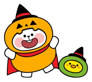 👻 naklejka, kreskówka, postać, słodki, halloween, dynia telegram sticker