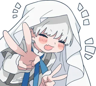 ✌️ Anime, Słodkie, Kawaii, Postać, Znak pokoju, Radosny telegram sticker
