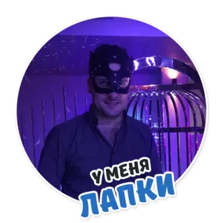 🐾 У МЕНЯ ЛАПКИ Person, Maske, Russisch, Text, Nachtclub telegram sticker