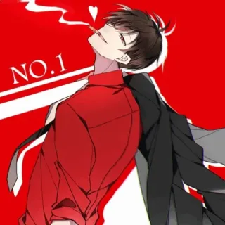 🚬 NO.1 Аниме, Курение, Круто, Красный, Красивый telegram sticker