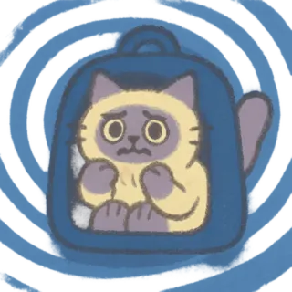 🐈‍⬛ chat, animal de compagnie, animal, effrayé, sac à dos whatsapp sticker
