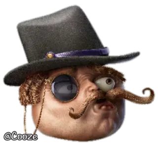 🤠 @Cooze monocle, mustache, hat, funny, cartoon telegram sticker