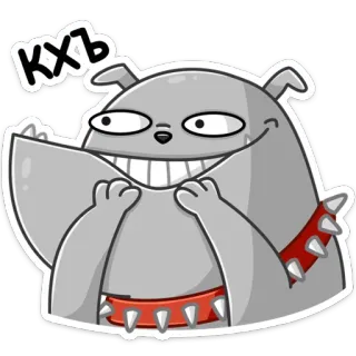 😀 КХЪ chien, bouledogue, dessin animé, animal, autocollant, gris, rouge whatsapp sticker