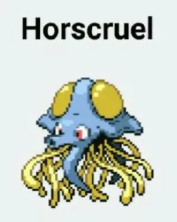 🆘 Horscruel pokemon, fusi, makhluk, lucu, biru, kuning telegram sticker