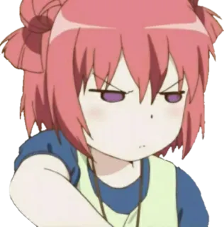 😡 anime, girl, angry, cartoon, character, pink hair, annoyed telegram sticker