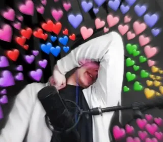 💕 coeurs, amour, affection, personne, micro, streaming, joyeux whatsapp sticker