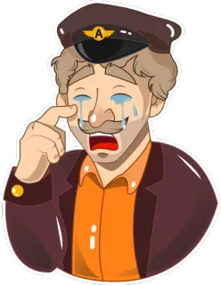 😭 man, crying, pilot, sad, emotions, cartoon telegram sticker