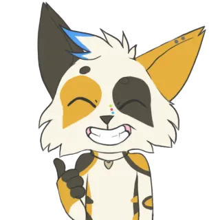 😁 Katze, Tier, Daumen hoch, Cartoon, Süß telegram sticker