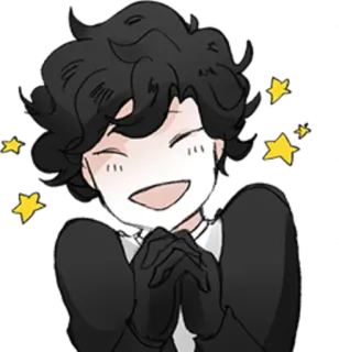 😄 Cartoon, Figur, Sterne, Handschuhe, Lächeln telegram sticker