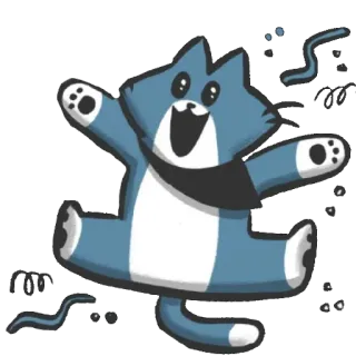 🥳 gato, dibujos animados, azul, animal, pegatina telegram sticker