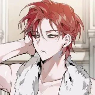 🥢 Anime, Hombre, Pelo rojo, Masculino, Ilustración, Retrato telegram sticker