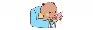 💞 หมี, แล็ปท็อป, เก้าอี้, การ์ตูน, น่ารัก telegram sticker