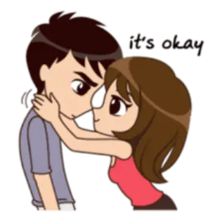 😇 It's okay abrazo, amor, pareja, dibujos animados, emociones telegram sticker
