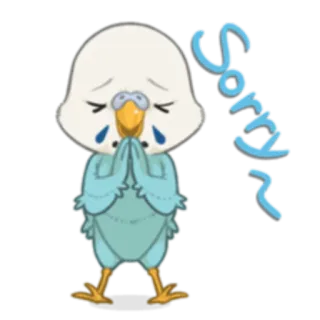 😞 Sorry извинение, птица, милый, прости, выражение, умоляющий telegram sticker