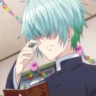 📌 Anime, Manga, Junge, Charakter, Buch, Minzgrünes Haar telegram sticker