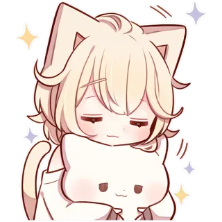 😞 anime, cat, cute, sticker, cartoon telegram sticker