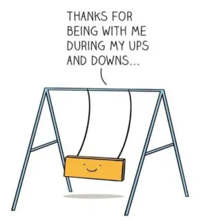 🍫 THANKS FOR BEING WITH ME DURING MY UPS AND DOWNS... Schaukel, Spielplatz, Cartoon, Danke, Freundschaft, Unterstützung whatsapp sticker