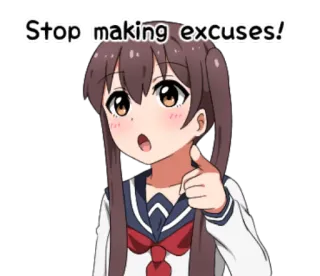 🤫 Stop making excuses! Anime, Chica, Señalando, Uniforme escolar, Excusas telegram sticker
