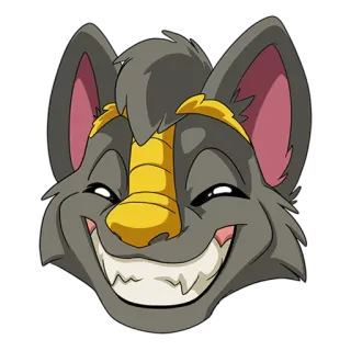 😁 animale, cartone animato, sorridente, felice, mammifero, adesivo telegram sticker
