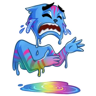 😭 gato, chorando, triste, arco-íris, derretimento, lágrimas telegram sticker