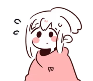 😶 Kreskówka, Słodkie, Anime, Dziewczyna, Różowy, Zdezorientowany telegram sticker
