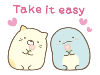 ✌️ Take it easy น่ารัก, ผ่อนคลาย, บวก, มิตรภาพ, สงบ, อบอุ่น telegram sticker